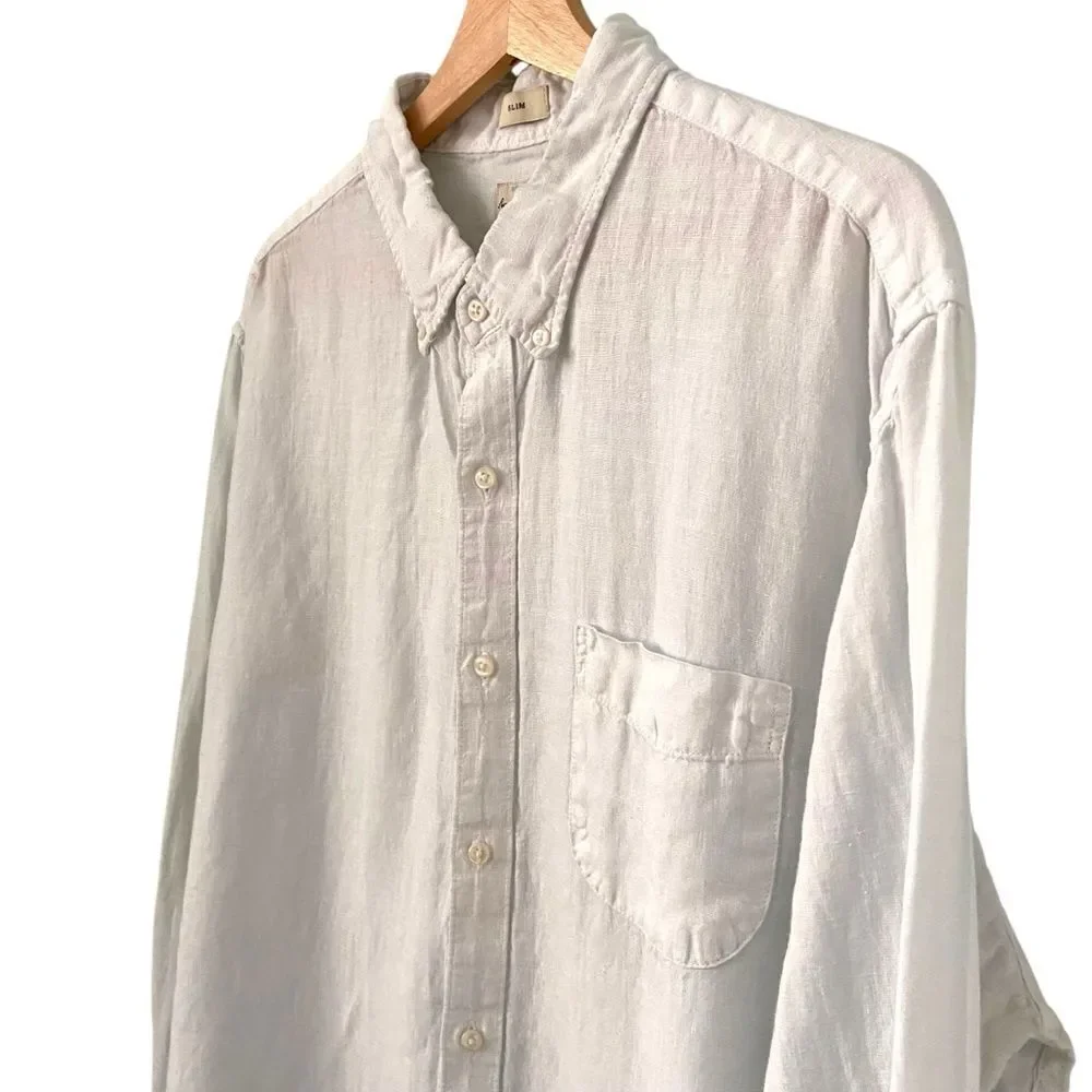 J. Crew Slim Baird McNutt Irish linen Shirt in White Size XL